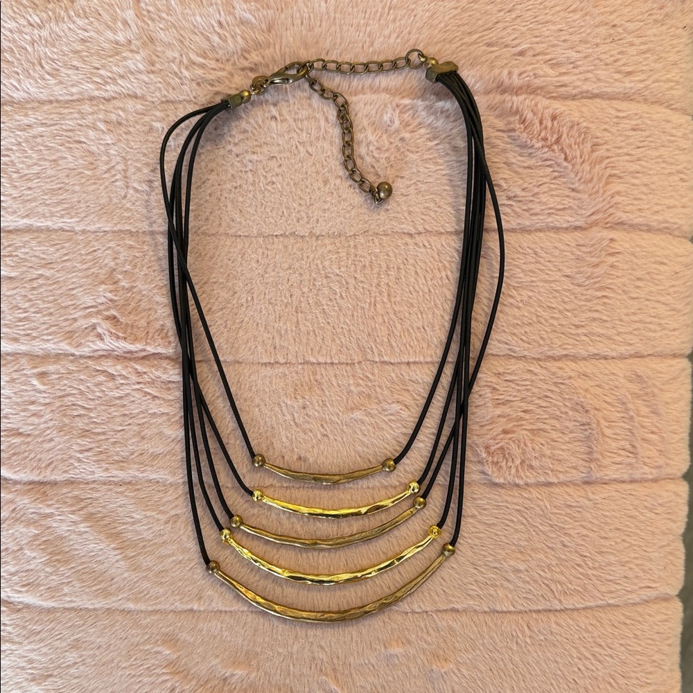 Chico's Multi-Strand Gold and Black Necklace